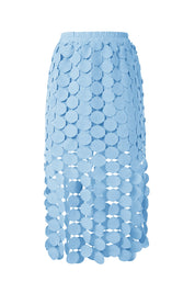 Cicy Bell Womens Blue Hollow Out Fringe Hem Maxi Skirts