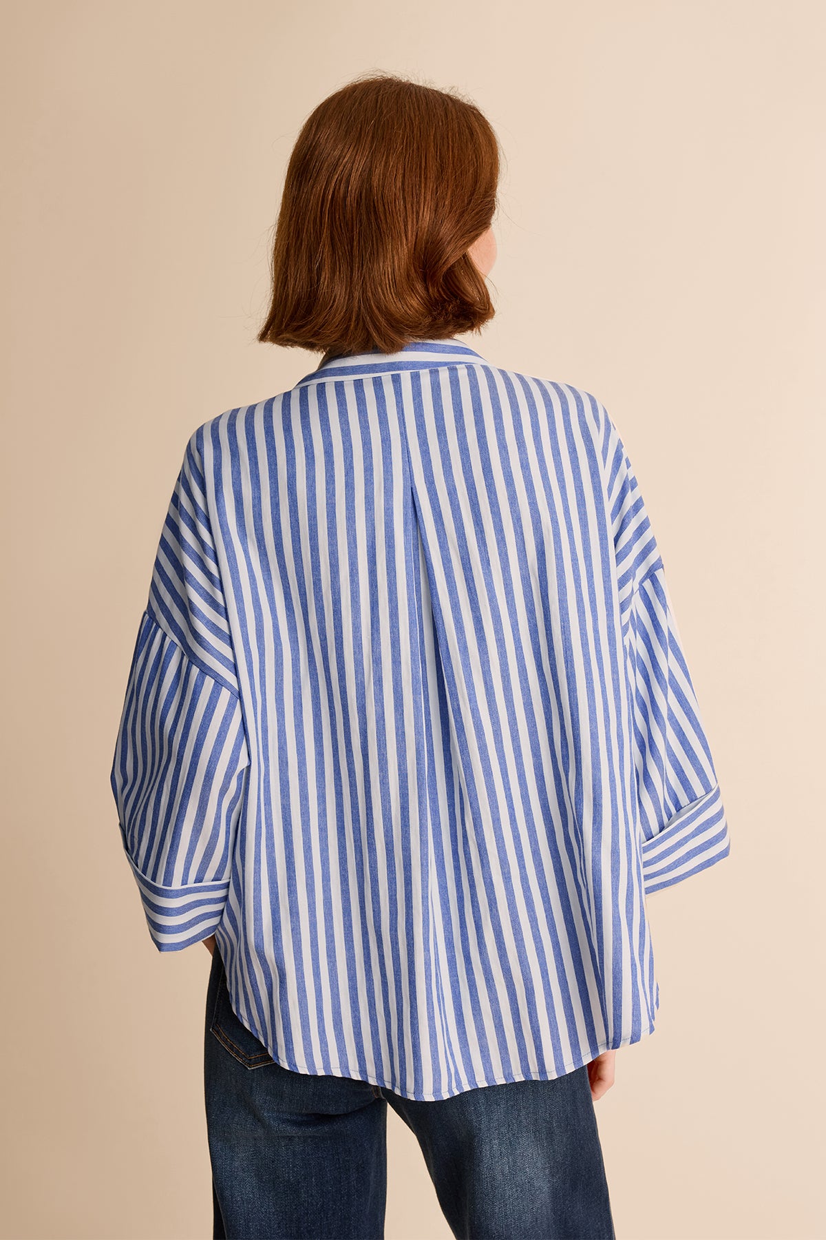 Womens Blue 3/4 Bell Sleeve Button Down Shirts | CicyBell
