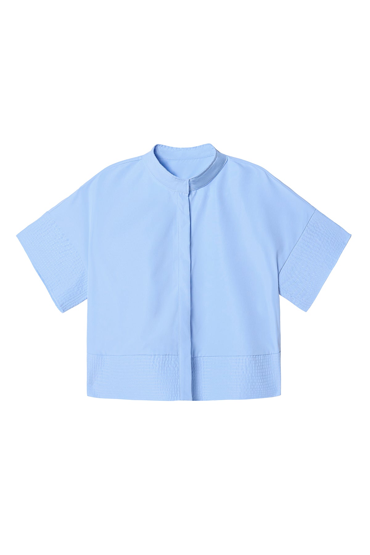 Womens Blue Cropped Short Sleeve Shirts| CicyBell