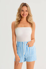 Womens Blue Summer Striped Shorts 2