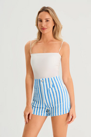 Womens Blue Summer Striped Shorts 3