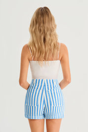 Womens Blue Summer Striped Shorts | CicyBell