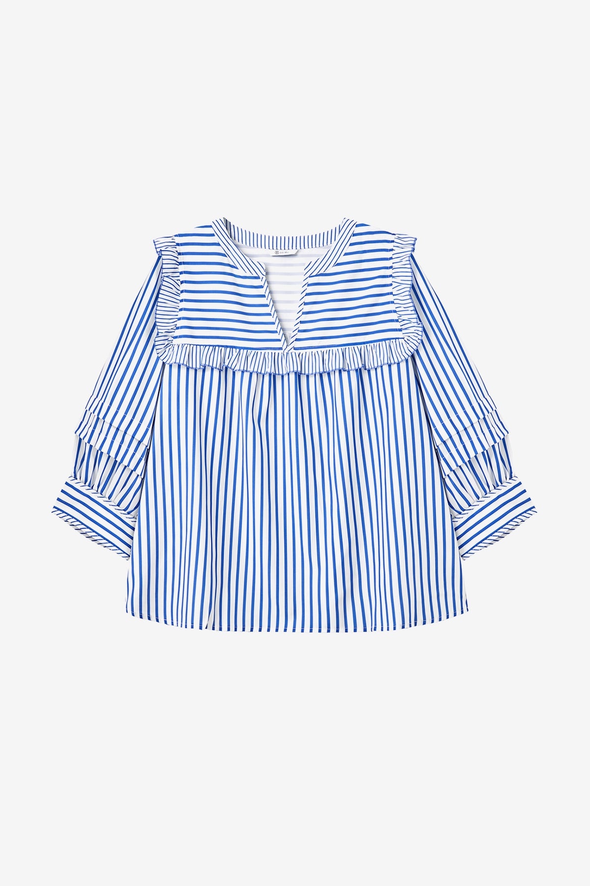 Womens Blue Striped Babydoll Tops | CicyBell
