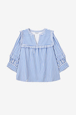 Womens Blue Striped Babydoll Tops | CicyBell