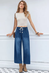 Cicy Bell Womens Blue High Waisted Baggy Jeans