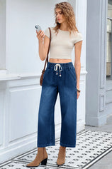 Cicy Bell Womens Blue High Waisted Baggy Jeans