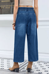 Cicy Bell Womens Blue High Waisted Baggy Jeans