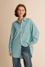 Womens Blue Green Striped Shirts | CicyBell