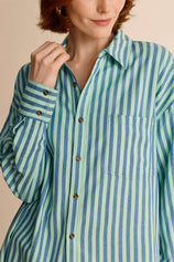 Womens Blue Green Striped Shirts | CicyBell