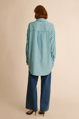 Womens Blue Green Striped Shirts | CicyBell