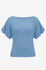 Womens Bluish Gray Tie Back Cinched Tops | CicyBell