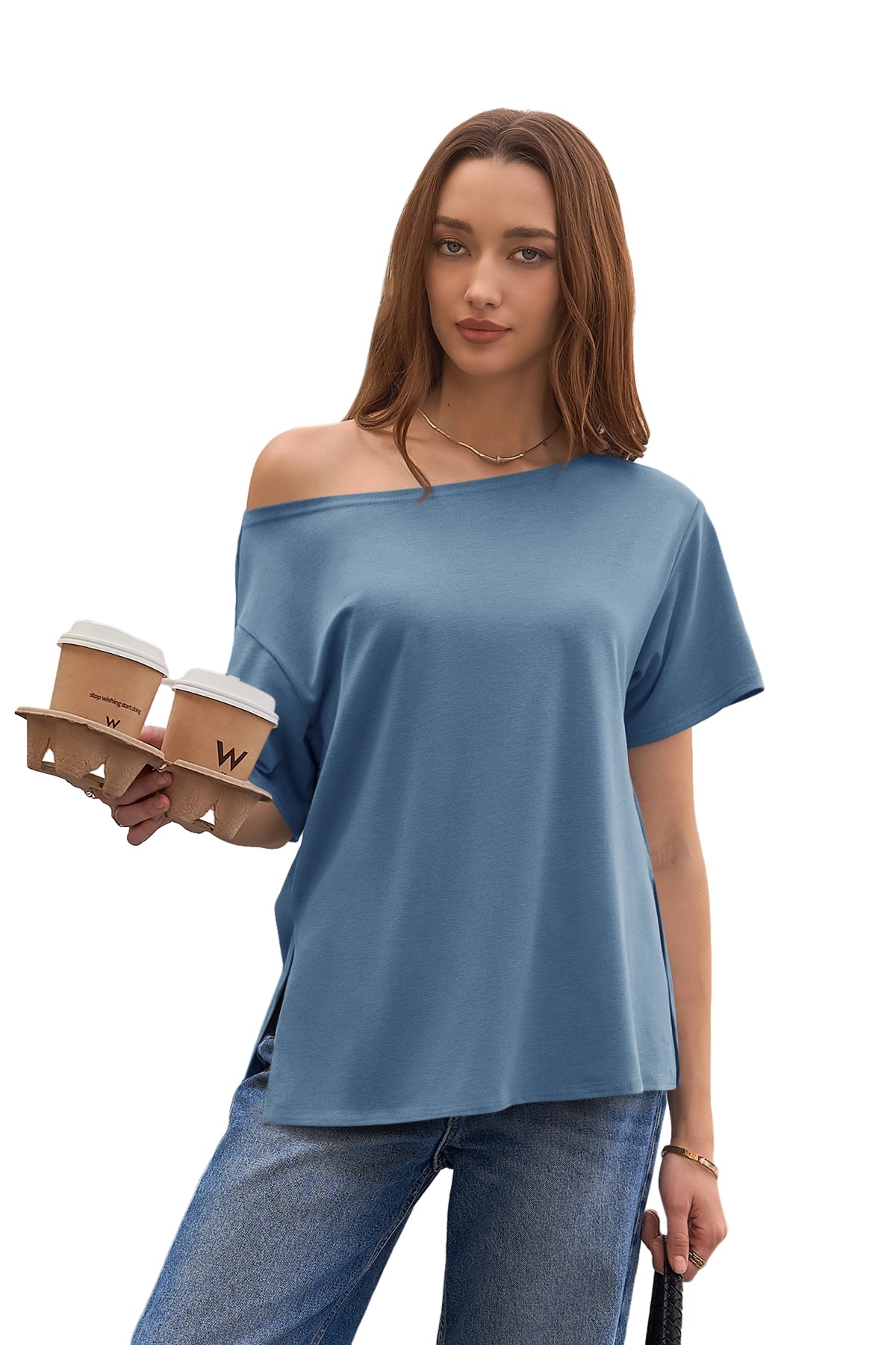 Womens Bluish Gray Oversized T-Shirts  | CicyBell