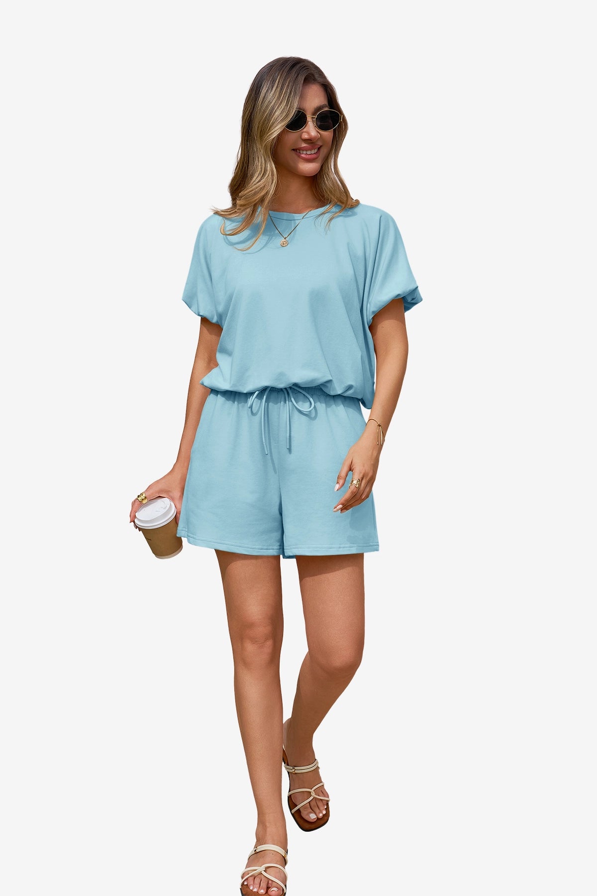 Womens Bluish Grey Summer 2 Piece Short Sets | CicyBell