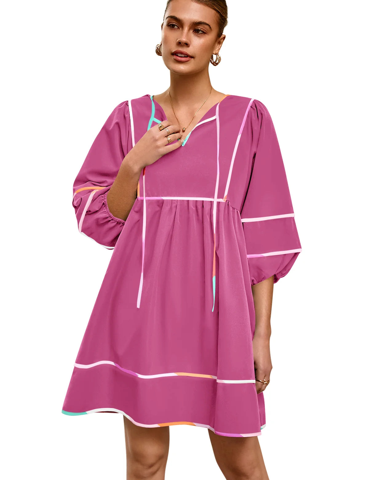 CicyBell-Womens-BrightPink-Babydoll-MiniDresses-M1T474_4.webp