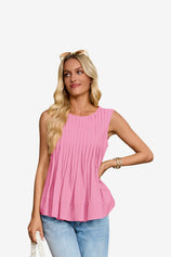 Womens Bright Pink Peplum Casual Babydoll Tops | CicyBell