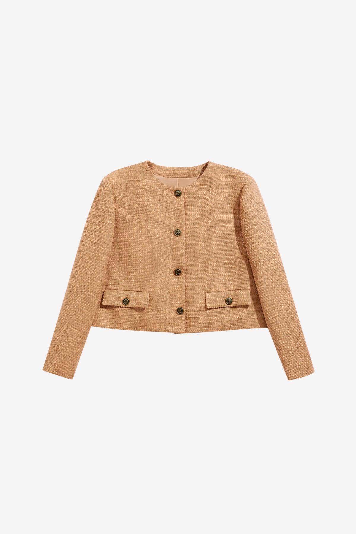 Womens Brown Cropped Tweed Blazer | CicyBell