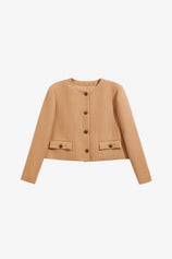 Womens Brown Cropped Tweed Blazer | CicyBell
