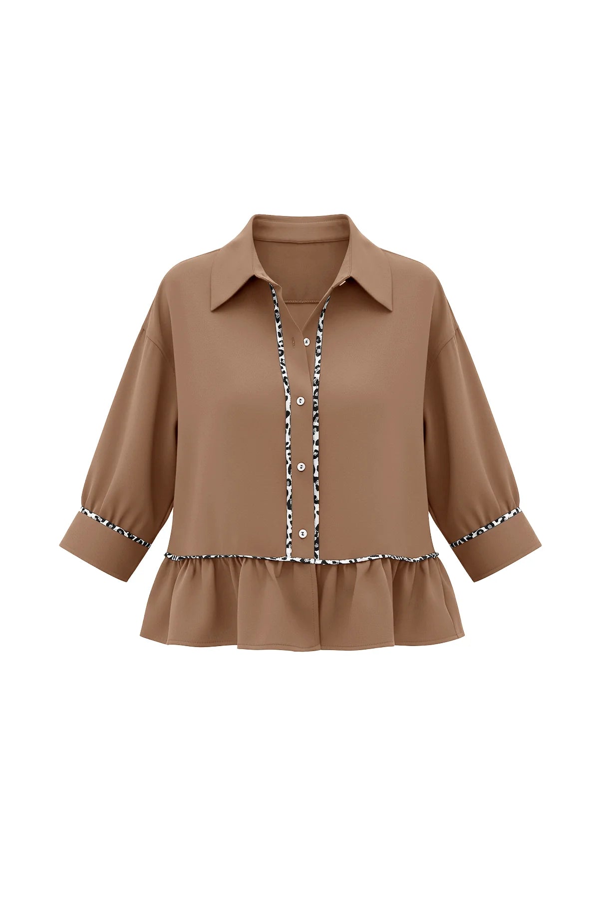 Womens Brown Summer Button Down Blouses | CicyBell