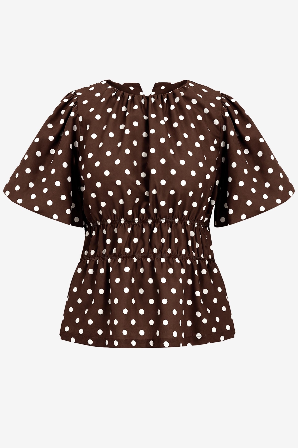 Womens Brown Polka Dots Peplum Blouses  | CicyBell
