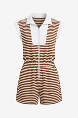 Womens Brown Summer Striped Rompers | CicyBell