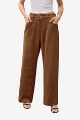 Womens Brown Wide Leg Flare Pants  | CicyBell
