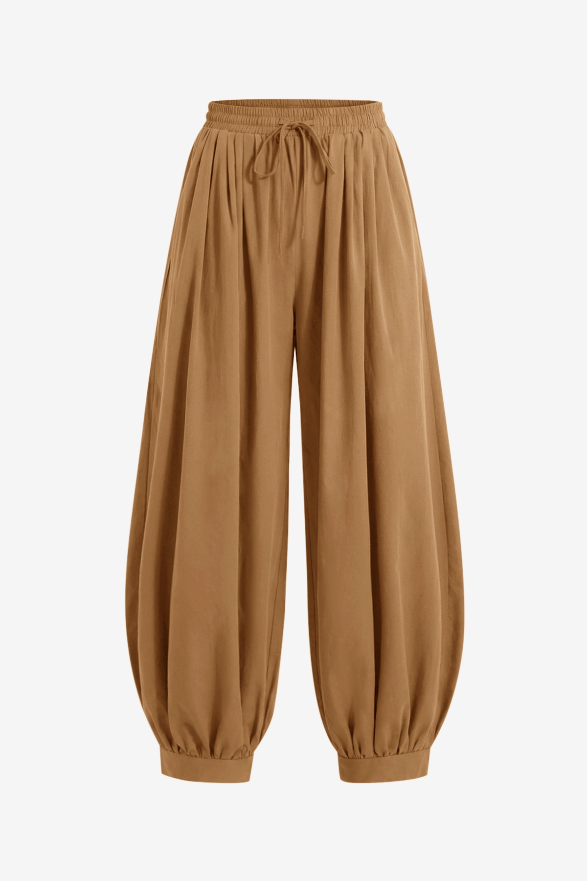 Womens Brown Baggy Pleated Harem Pants | CicyBell