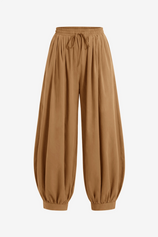 Womens Brown Baggy Pleated Harem Pants | CicyBell