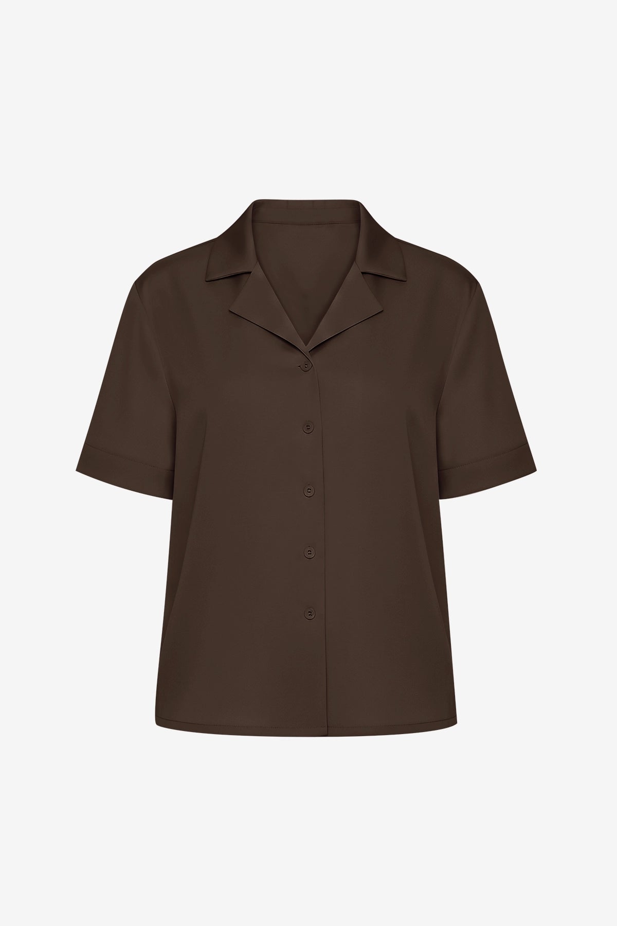 Womens Brown Satin Button Down Shirts  | CicyBell