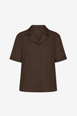 Womens Brown Satin Button Down Shirts  | CicyBell