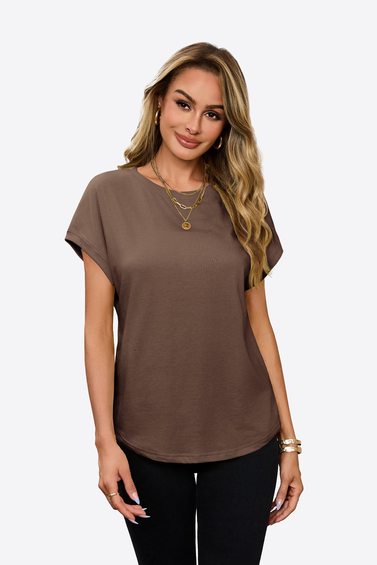 Womens Brown Summer Cap Sleeve | CicyBell