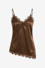 Women Brown Summer Satin Cami Tops | CicyBell
