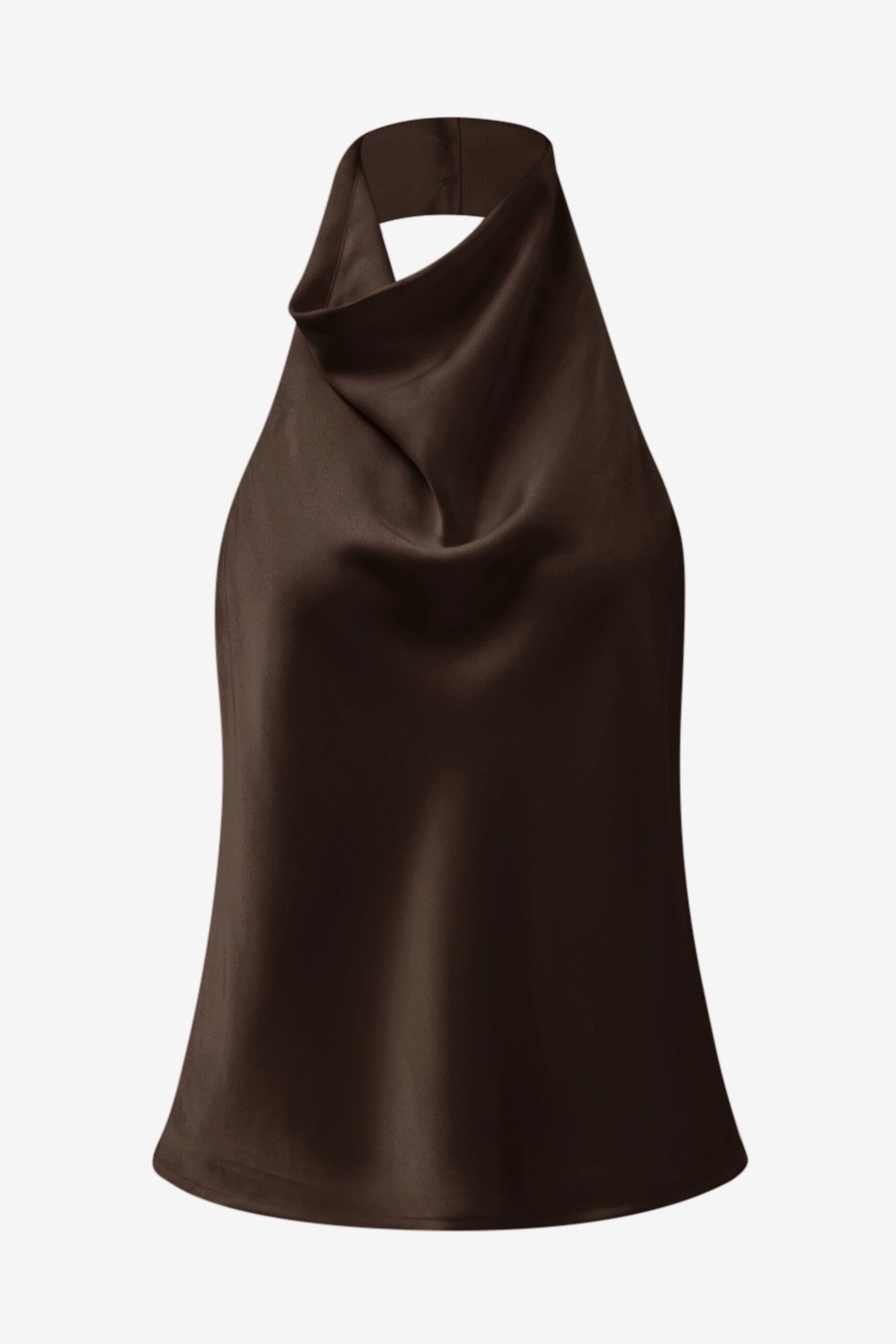 Women Brown Summer Satin Halter Tank Tops | CicyBell