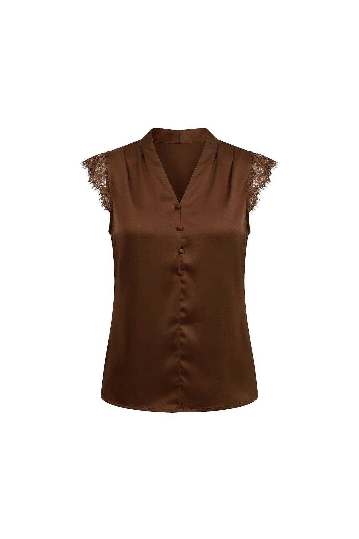 Womens Brown Silk Satin Tank Tops | CicyBell