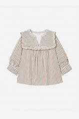 Womens Brown Striped Babydoll Tops | CicyBell