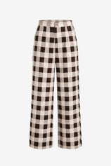 Womens Brown Wide Leg Plaid Pants | CicyBell
