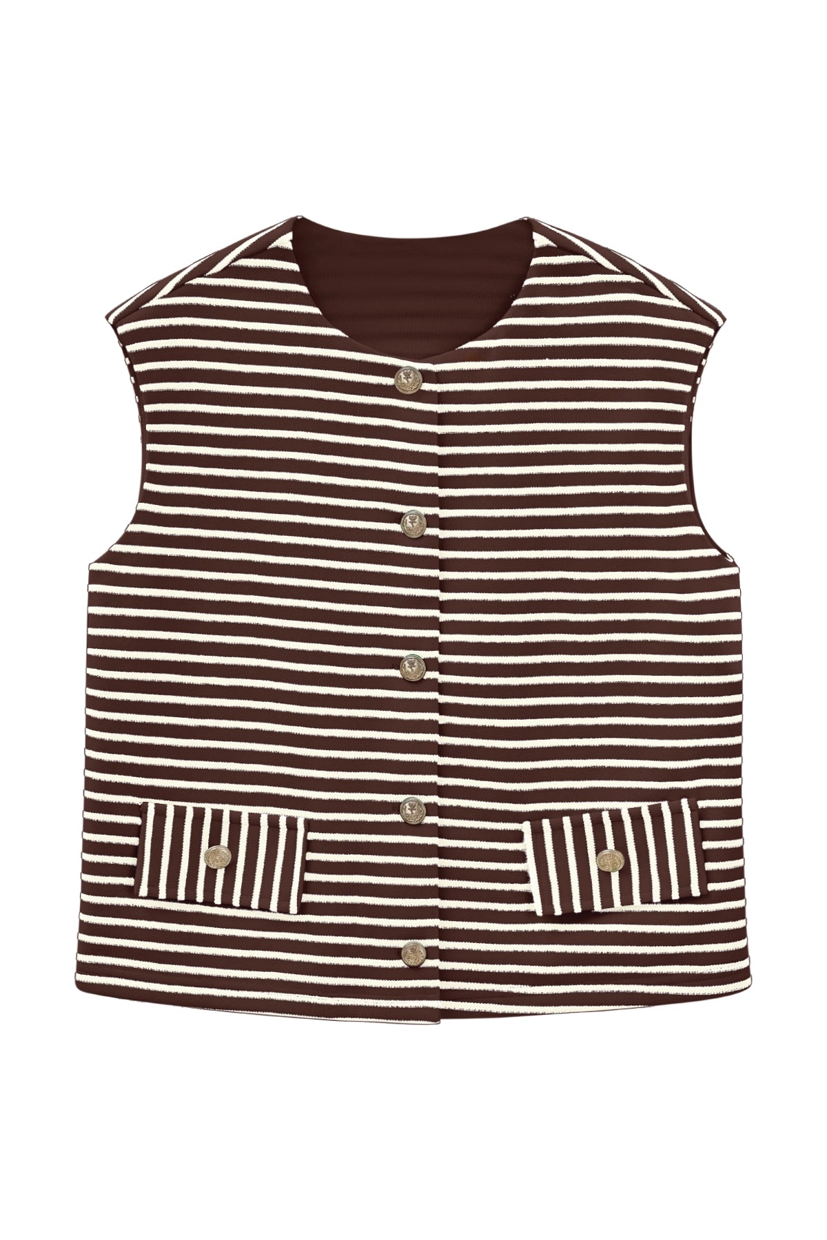 Womens Brown Summer Striped Vest | CicyBell