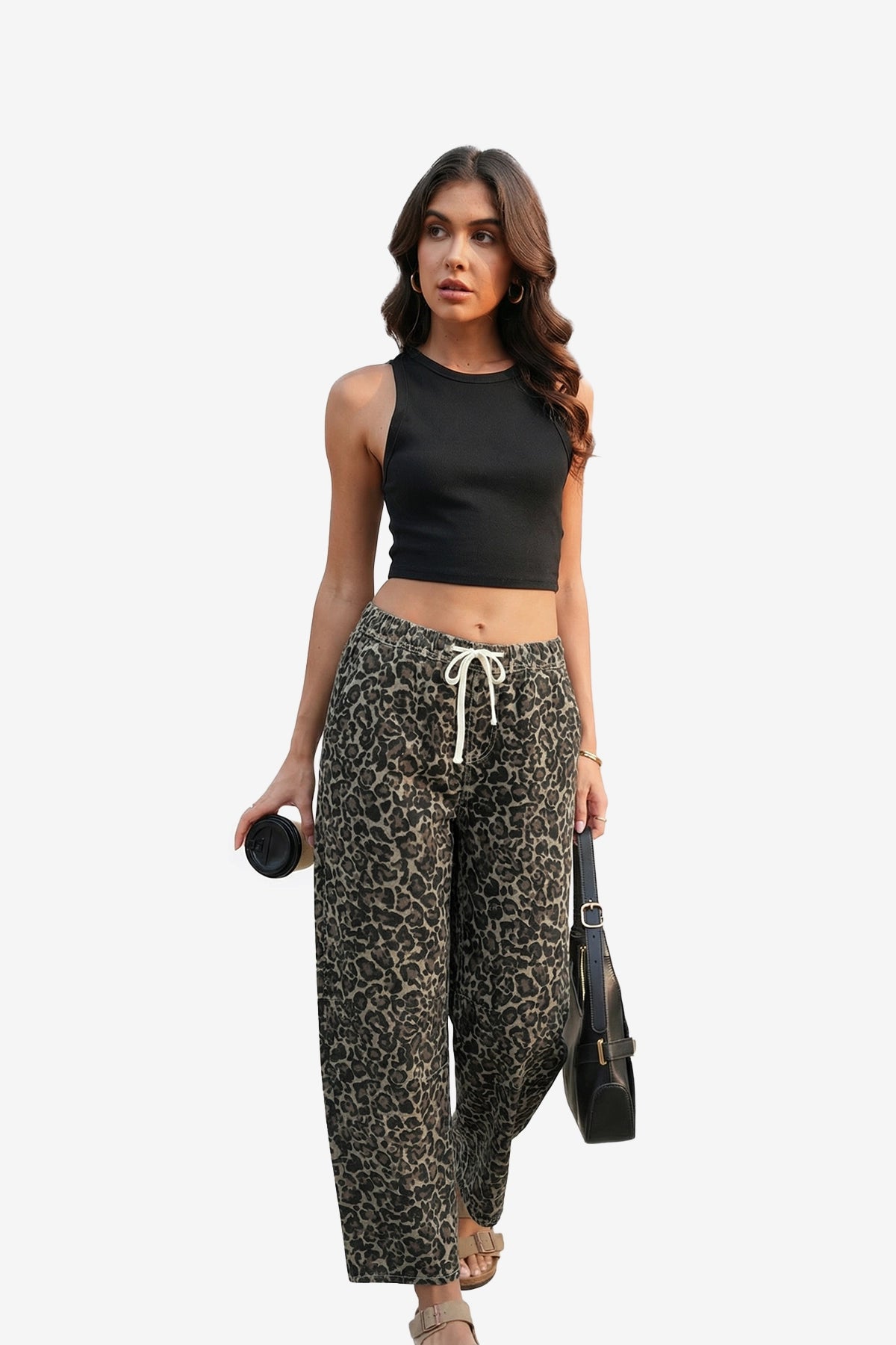 Womens Brown Leopard High Waisted Jeans | CicyBell