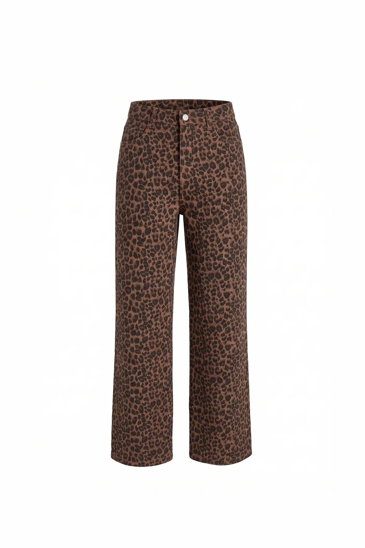 Womens Brown Leopard Print Wide Leg Jeans | CicyBell