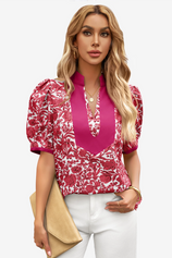 Womens Burgundy Puff Sleeve Blouses | CicyBell