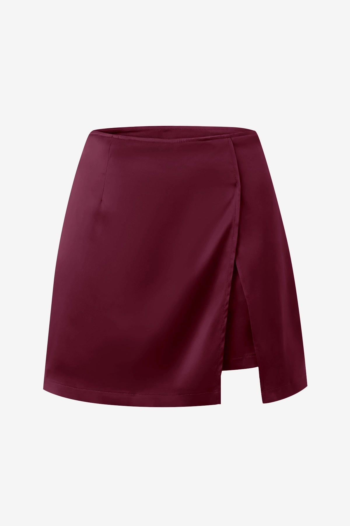 Womens Burgundy Satin Mini Skirt | CicyBell