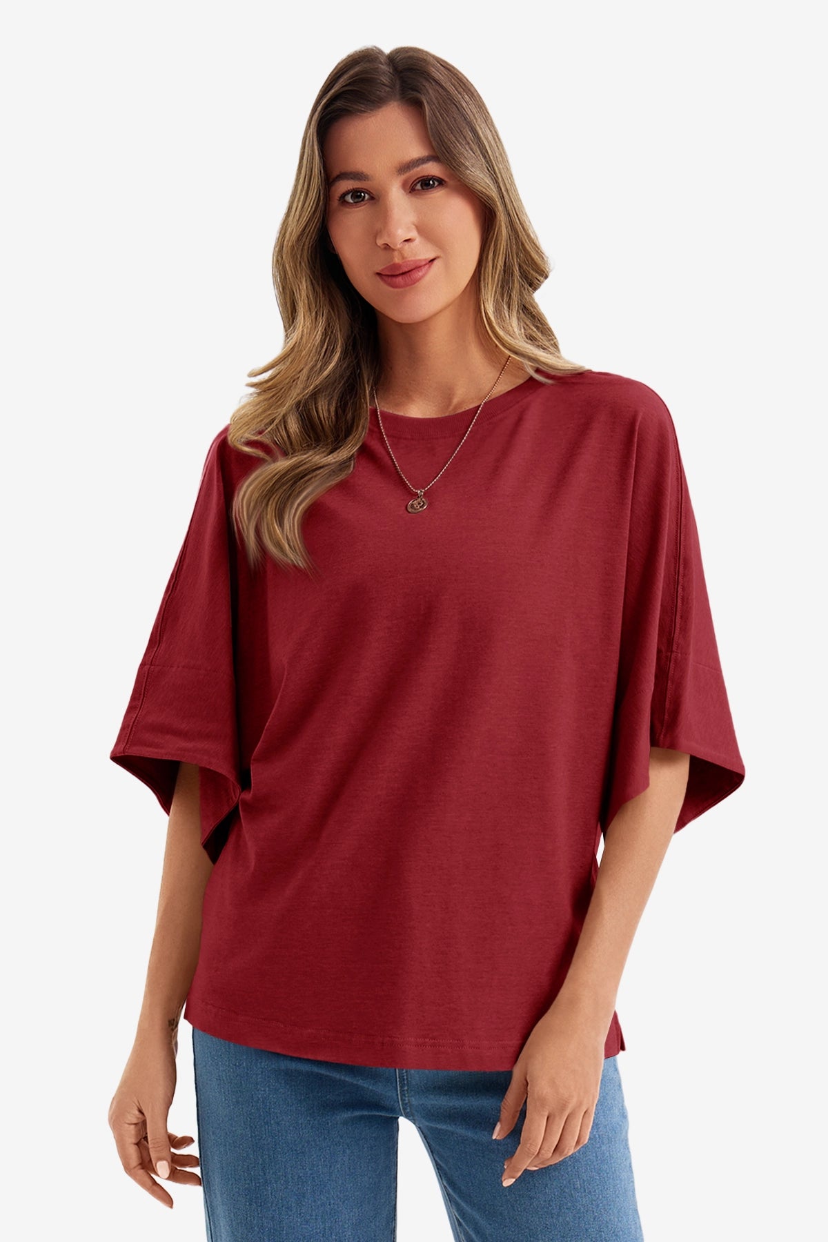 Womens Burgundy Half Sleeve T-Shirts | CicyBell