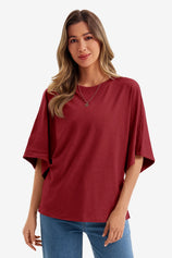 Womens Burgundy Half Sleeve T-Shirts | CicyBell