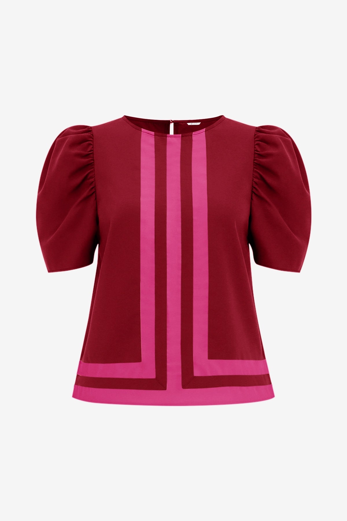 Womens Burgundy Summer Puff Sleeve Blouses  | CicyBell