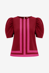 Womens Burgundy Summer Puff Sleeve Blouses  | CicyBell