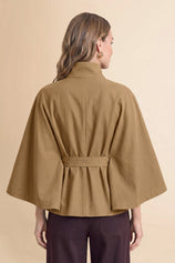 Womens Camel Cropped Trench Coat | CicyBell