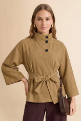 Womens Camel Cropped Trench Coat | CicyBell