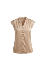 Womens Camel Silk Satin Tank Tops | CicyBell