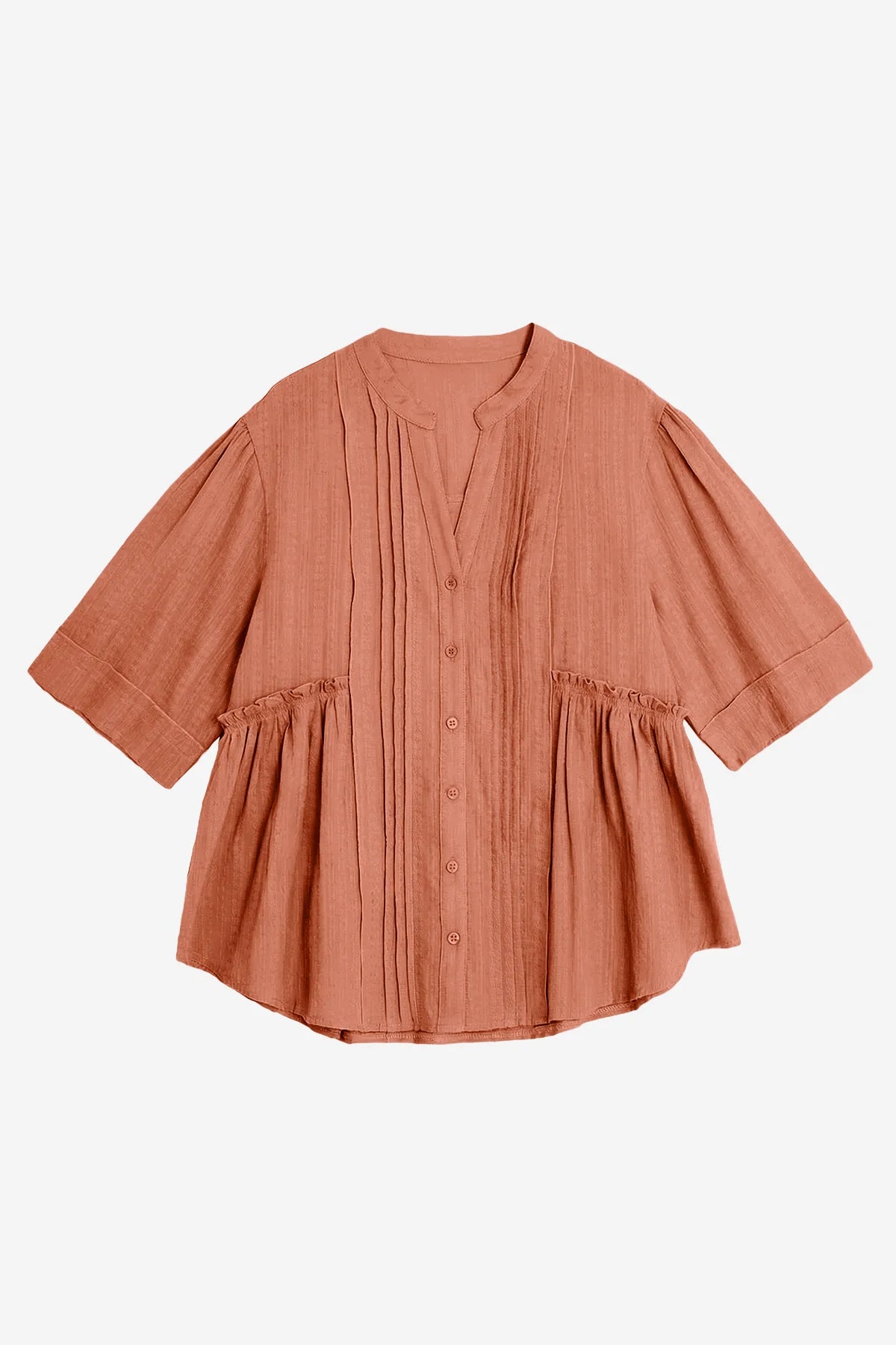 Womens Caramel Peplum Button Down Shirts | CicyBell