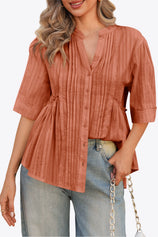 Womens Caramel Peplum Button Down Shirts | CicyBell