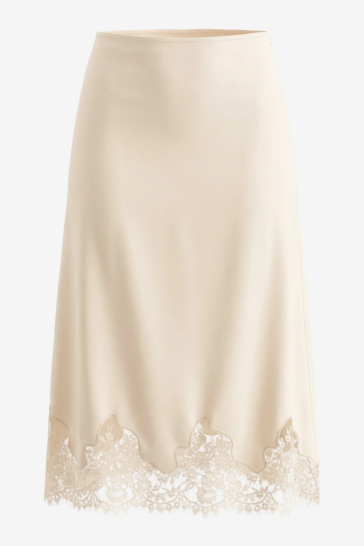 Womens Champagne Silk Satin Midi Skirts | CicyBell